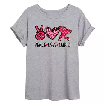 Детская большая футболка ко Дню святого Валентина "Peace Love Cupid" Licensed Character