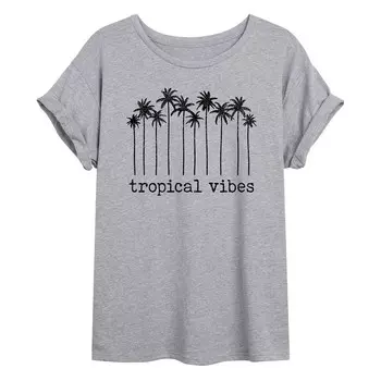 Детская большая футболка с изображением пальм "Tropical Vibes" Licensed Character, серый