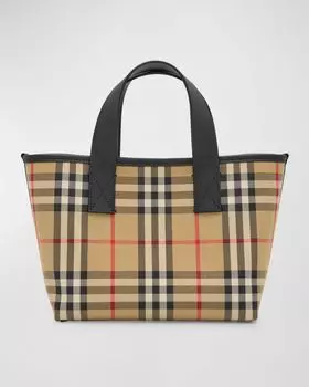 Детская большая сумка в клетку Burberry, цвет Archive Beige Check