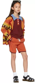 Детская бордовая вязаная рубашка-поло Ligne Noire