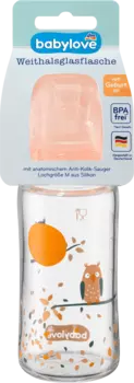 Детская бутылочка из стекла с широким горлышком розовая с рождения 240мл 1 шт. babylove