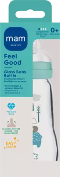 Детская бутылочка стеклянная Feel Good матовая зеленая с рождения 260 мл 1 шт. MAM