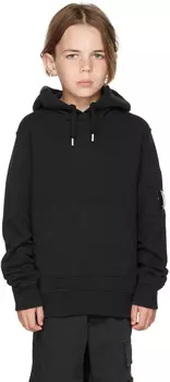 Детская черная базовая толстовка с капюшоном C.P. Company Kids