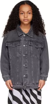 Детская черная джинсовая куртка с эффектом потертости Main Story