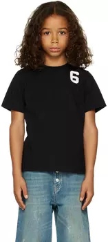 Детская черная футболка '6'. MM6 Maison Margiela
