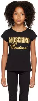 Детская черная футболка \Couture\"" Moschino