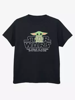 Детская черная футболка NW2 The Mandalorian Grogu Star Wars George., черный