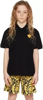 Детская черная футболка-поло Medusa Polo Versace