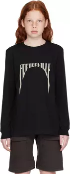 Детская черная футболка Porterville Level с длинным рукавом Rick Owens