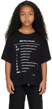 Детская черная футболка с принтом MM6 Maison Margiela