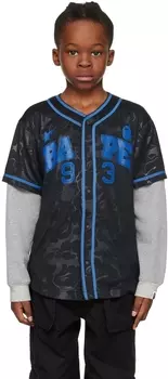 Детская черная многослойная рубашка BAPE