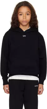 Детская черная однотонная толстовка с капюшоном Off Stamp Off-White