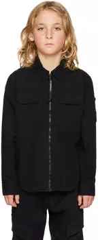 Детская черная рубашка из габардина C.P. Company Kids