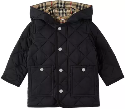 Детская черная стеганая куртка Burberry