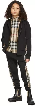 Детская черная толстовка с капюшоном в клетку Burberry