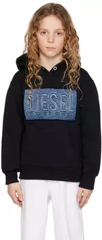Детская черная толстовка с тиснением Diesel