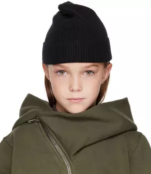 Детская черная вязаная шапка в рубчик Rick Owens