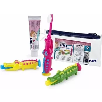 Детская дорожная щетка с пастой 25 мл, Kin