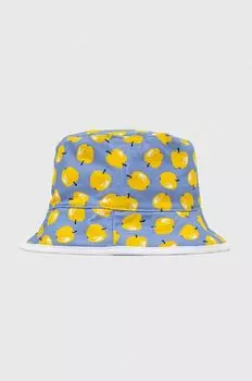 Детская двусторонняя хлопковая шапка United Colors of Benetton, желтый