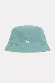 Детская двусторонняя хлопковая шляпа United Colors Of Benetton, бирюзовый