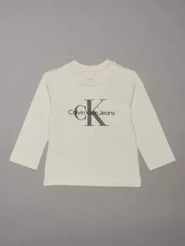 Детская джинсовая футболка с длинными рукавами Calvin Klein, цвет Turtledove