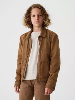Детская джинсовая куртка плотника Gap, коричневый