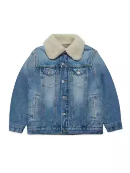 Детская джинсовая куртка с коротким воротником Mm6 Maison Margiela, синий
