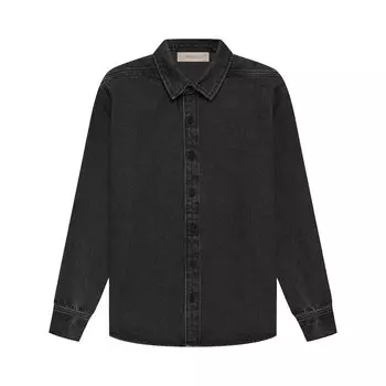 Детская джинсовая рубашка с длинными рукавами Fear of God Essentials, цвет Черный деним