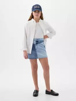 Детская джинсовая юбка в стиле пэчворк Gap, синий