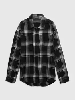 Детская фланелевая рубашка Gap, черный