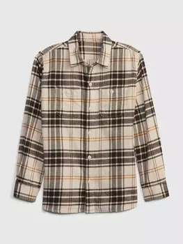 Детская фланелевая рубашка Gap, коричневый