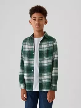 Детская фланелевая рубашка Gap, зеленый