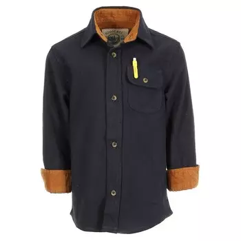 Детская фланелевая рубашка Gioberti с одним карманом и вельветовым контрастом, цвет Heather Navy