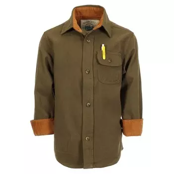 Детская фланелевая рубашка Gioberti с одним карманом и вельветовым контрастом, цвет Heather Olive