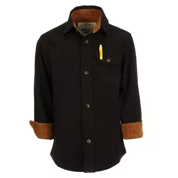 Детская фланелевая рубашка Gioberti с одним карманом и вельветовым контрастом, черный