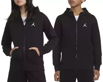 Детская флисовая худи с молнией во всю длину Jordan MJ Sport, черный