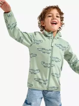 Детская флисовая куртка на молнии с крокодиловым принтом Lindex, цвет Light Dusty Green