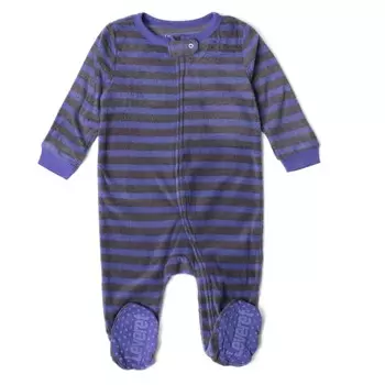 Детская флисовая пижама в полоску Leveret, цвет Purple & Gray