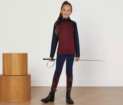 Детская функциональная рубашка для верховой езды Tchibo, бордо красно-синий