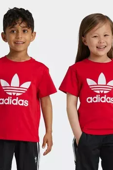 Детская футболка adicolor с трилистником из 100% хлопка Adidas Originals, красный
