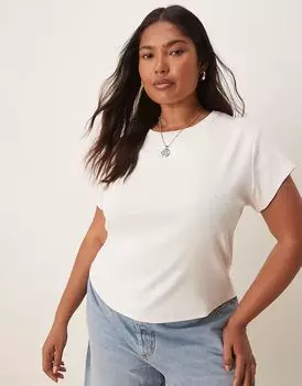 Детская футболка ASOS DESIGN Curve с усаженным рубчиком кремового цвета ASOS Curve