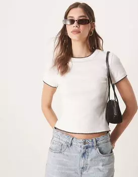 Детская футболка ASOS DESIGN с отделкой стежками белого цвета