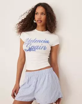 Детская футболка ASOS DESIGN с принтом «Валенсия, Испания» кремового цвета