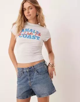 Детская футболка ASOS DESIGN с рисунком Амальфи в цвете ледяной меланж
