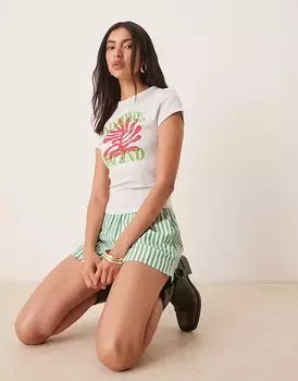 Детская футболка ASOS DESIGN с рисунком кораллов Миконоса в цвете ледяной меланж