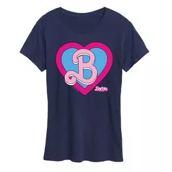 Детская футболка Barbie The Movie Heart Crest с короткими рукавами и рисунком Licensed Character, темно-синий