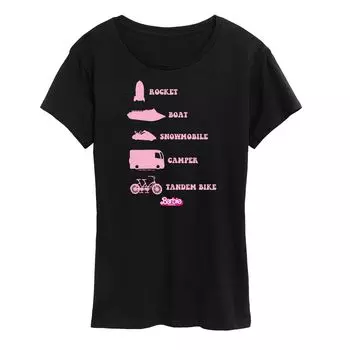 Детская футболка Barbie The Movie Vehicles с короткими рукавами и рисунком Licensed Character, черный