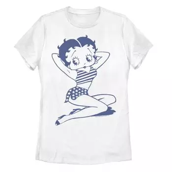 Детская футболка Betty Boop Sitting с изображением флага США и графическим рисунком Licensed Character