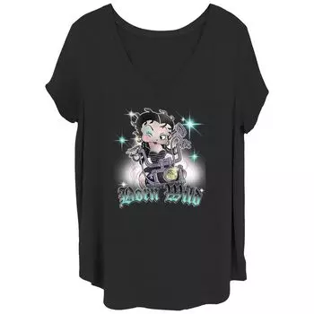 Детская футболка больших размеров Betty Boop Born Wild Biker с v-образным вырезом и графическим рисунком Licensed Character