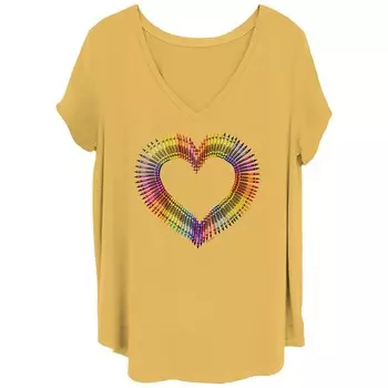 Детская футболка больших размеров Crayola Crayons Heart с V-образным вырезом и графическим рисунком Licensed Character, цвет Ochre